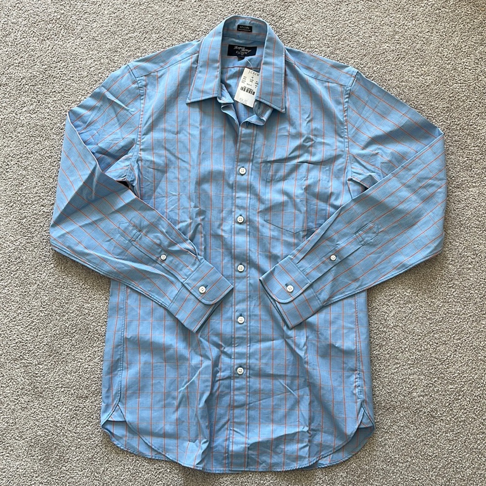 NWT J. Crew Factory Mens Plaid Long Sleeve Button Down Shirt Sz Small (14-14.5).